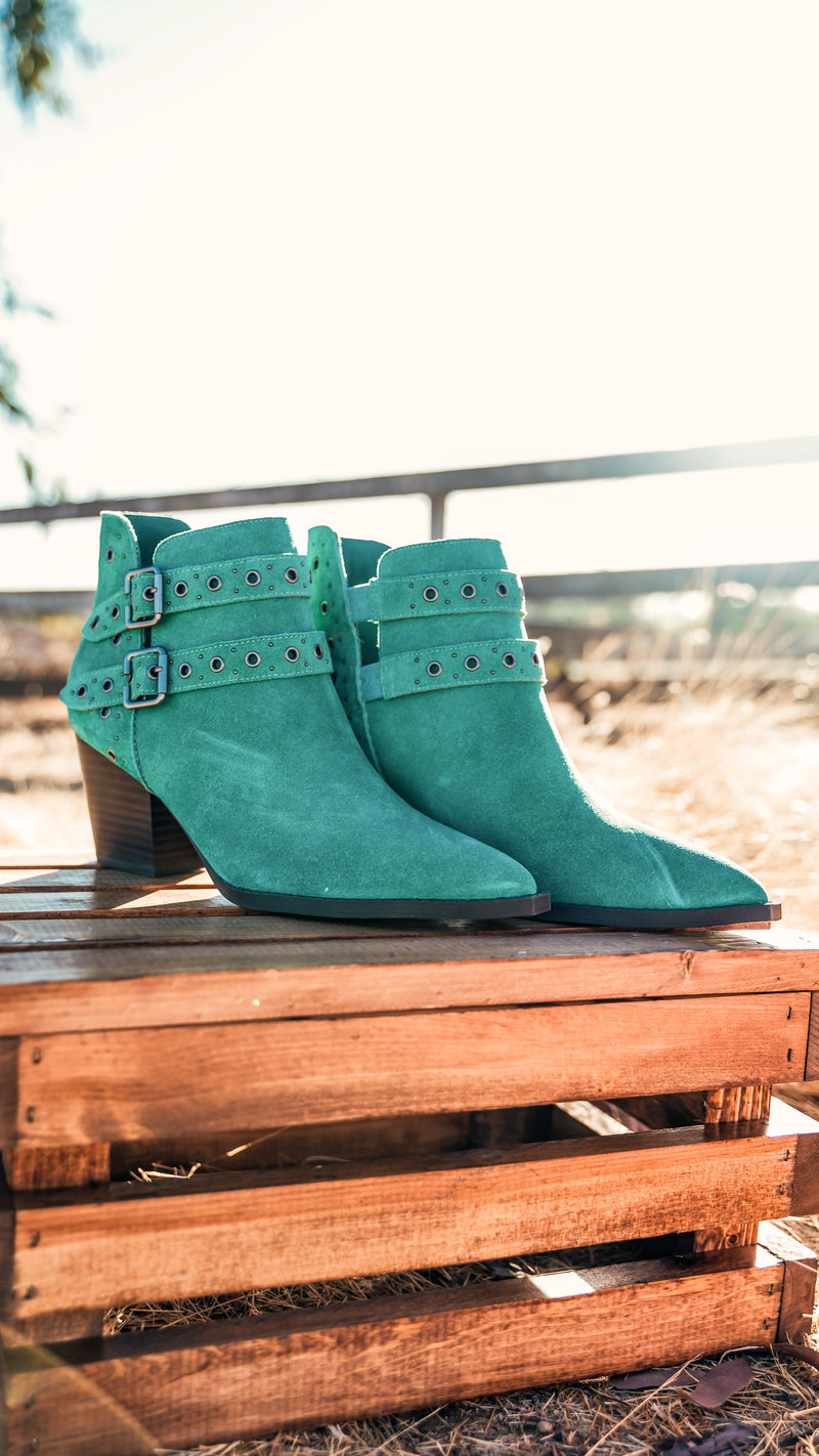 Hazel Blues® |  Elsa Leather Ankle Boot in Teal