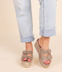 Hazel Blues® |  Eriwen Buckle Wedge in Taupe