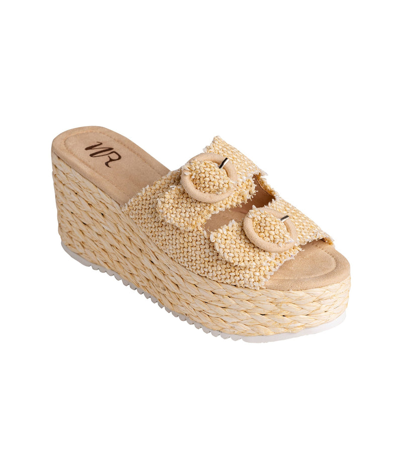 Hazel Blues® |  Eriwen Buckle Wedge in Cream