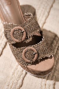 Hazel Blues® |  Eriwen Buckle Wedge in Taupe