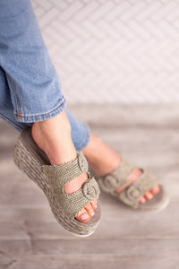 Hazel Blues® |  Eriwen Buckle Wedge in Teal