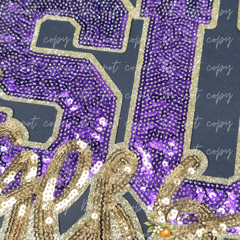 Maisie Sage Large LSU Tigers Purple Gold Sequin Iron-On Patch