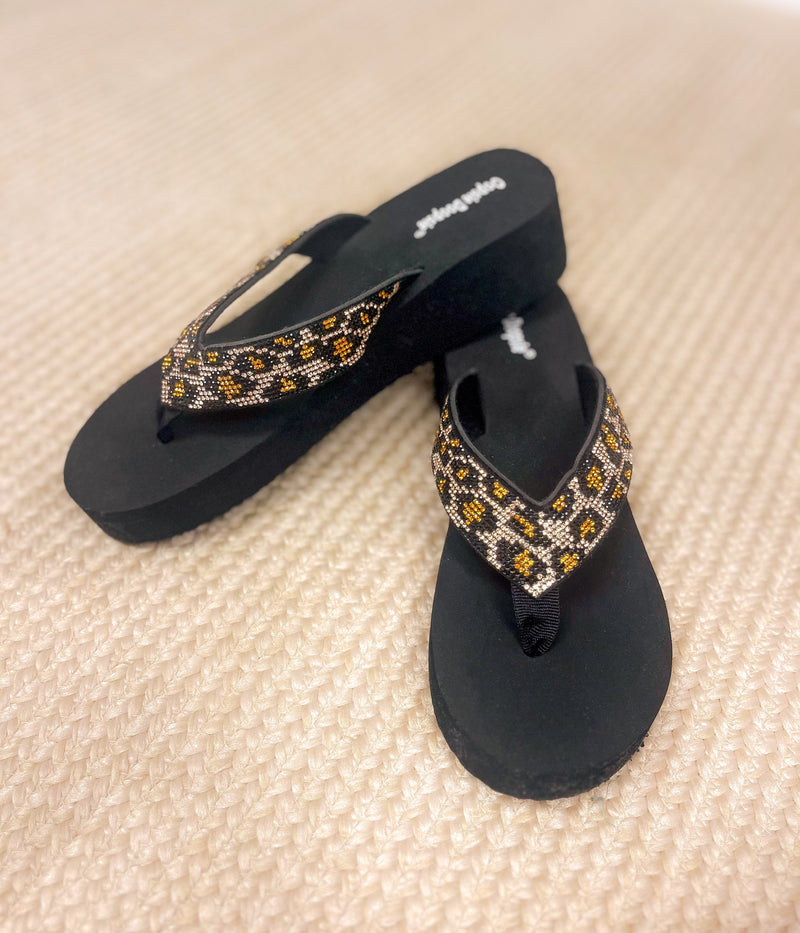Hazel Blues® |  Evirare Rhinestone Sandal in Cheeath