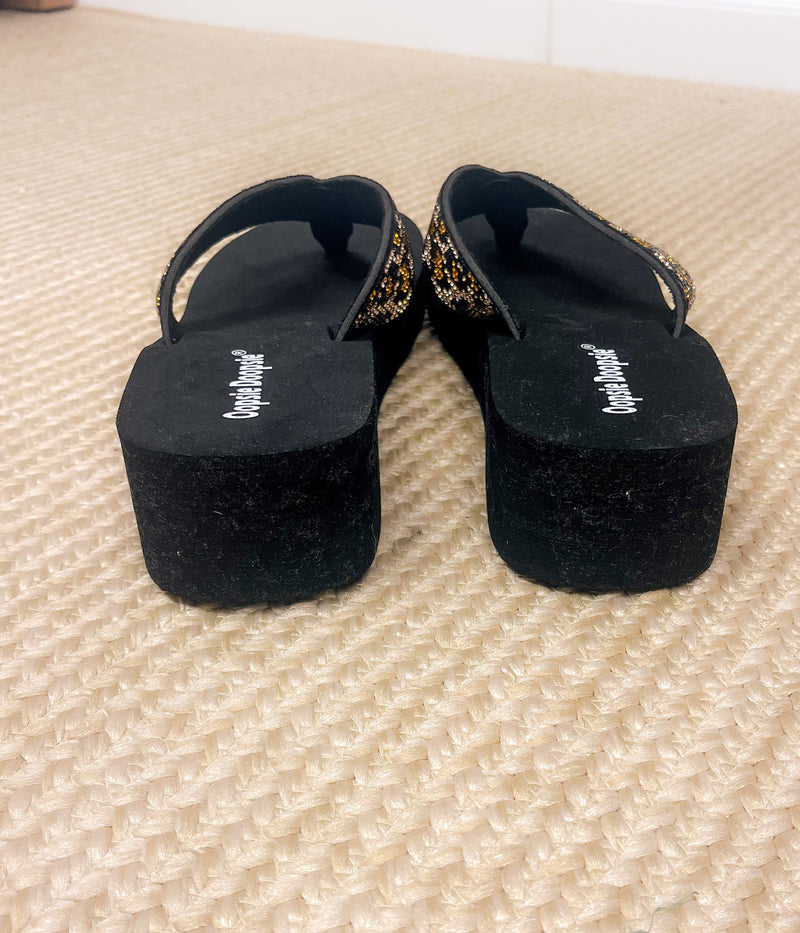 Hazel Blues® |  Evirare Rhinestone Sandal in Cheeath