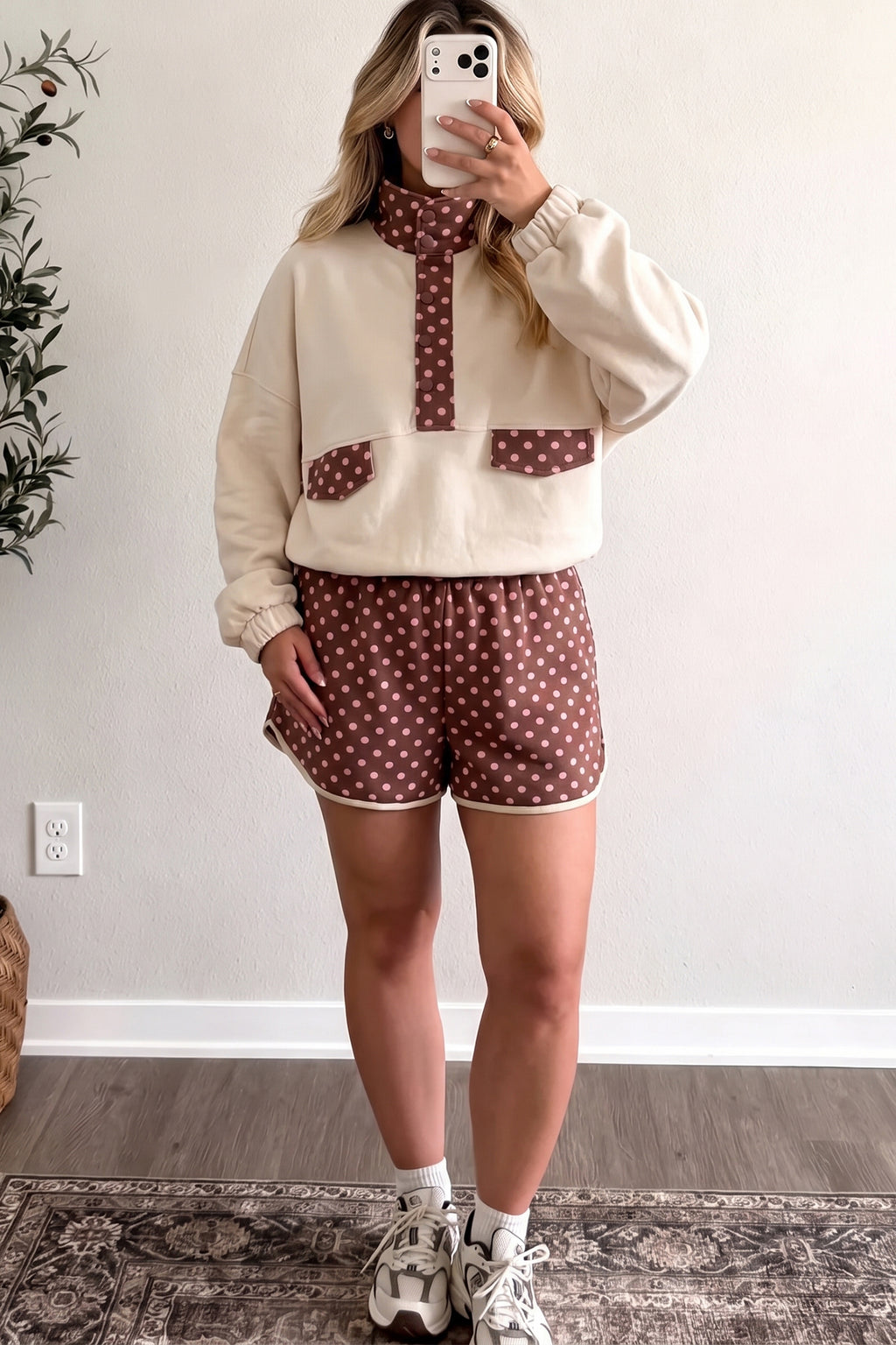 Eden May Brown Polka Dot Shorts Set