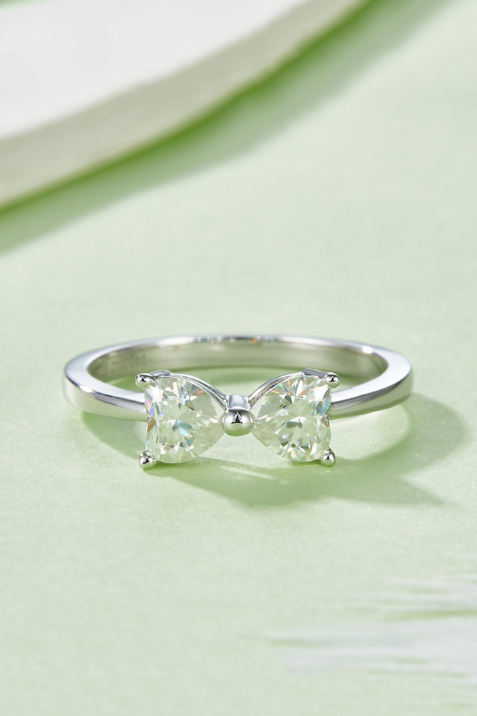 Hazel Blues® |  1 Carat Moissanite 925 Sterling Silver Bow Ring