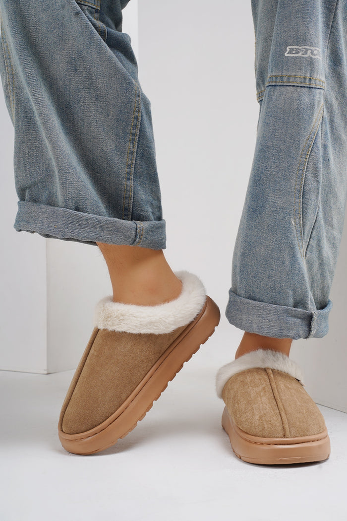 Hazel Blues® |  Furry Round Toe Platform Slippers