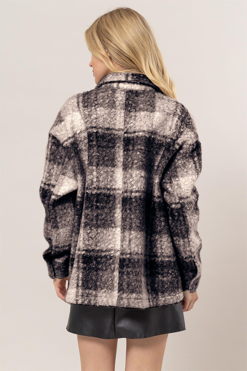 Hazel Blues® |  HYFVE Plaid Button Up Boucle Jacket