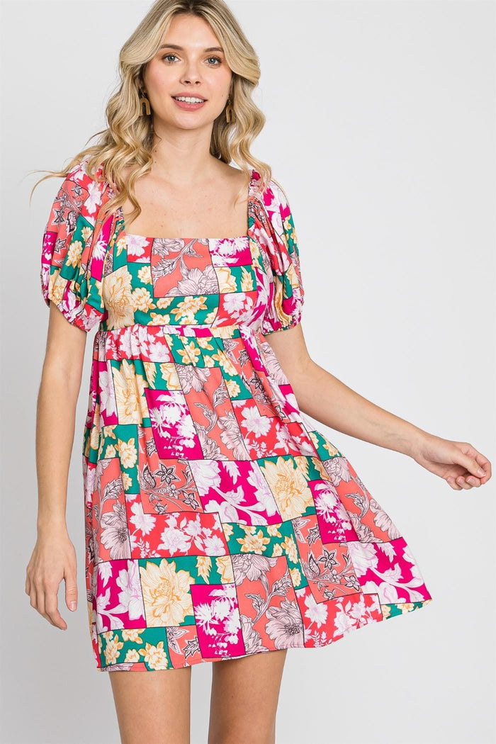 Hazel Blues® |  GeeGee Floral Ruff Sleeve Mini Dress