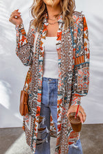 Hazel Blues® |  Printed Button Up Long Sleeve Cardigan
