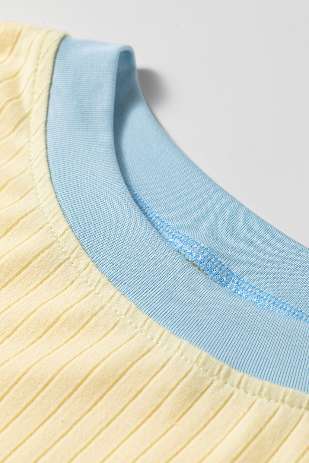 Hazel Blues® |  Yellow Ribbed Knit Color Block Trim Tee and Drawstring Skirt Set