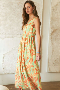 Hazel Blues® |  ADORA Abstract Floral V-Neck Maxi Dress