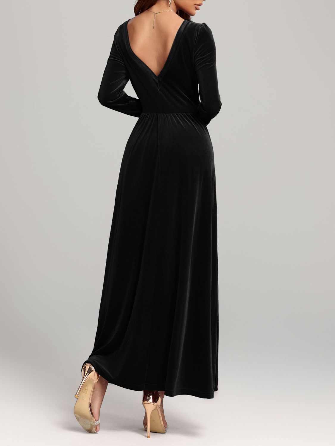 Hazel Blues® |  Velvet Square Neck Long Sleeve Dress