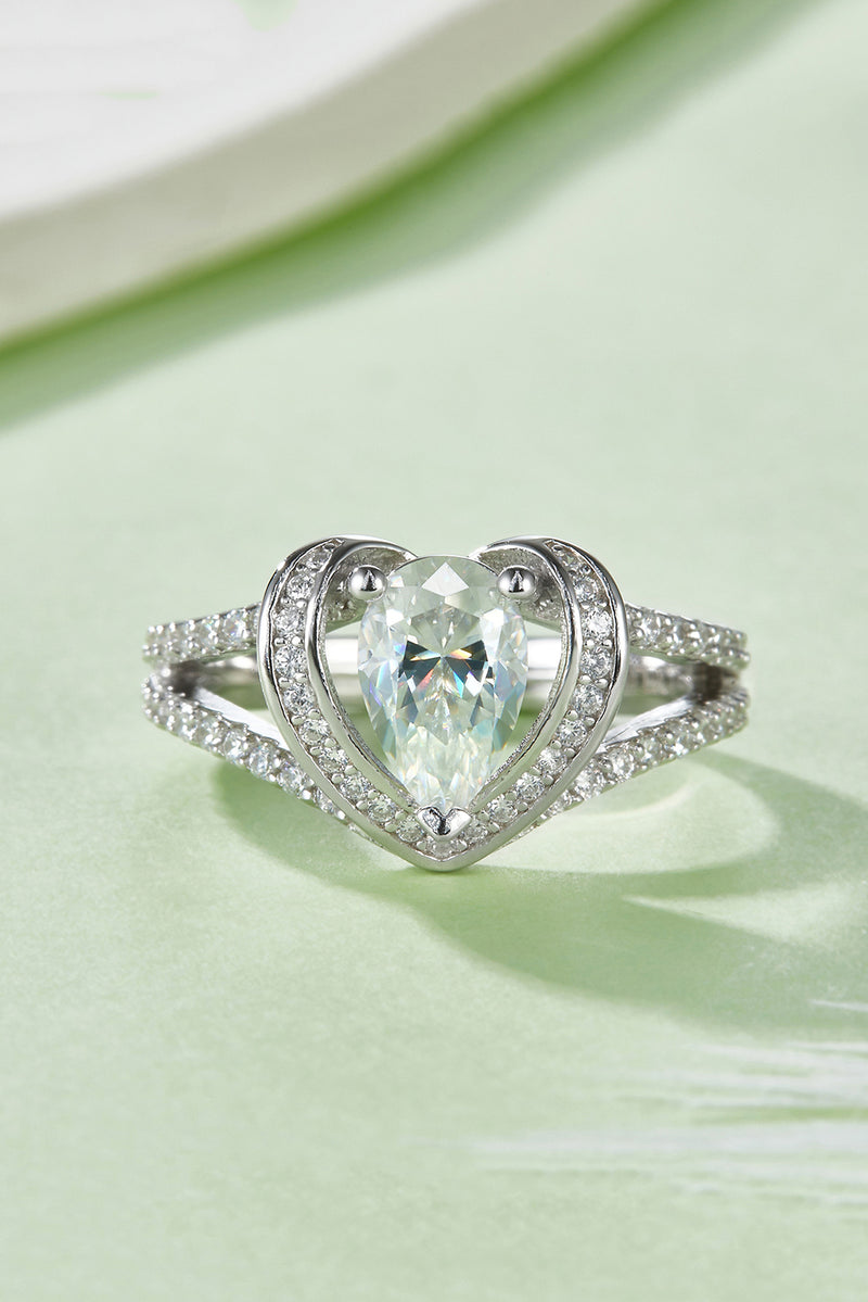 Hazel Blues® |  1 Carat Moissanite 925 Sterling Silver Heart Ring