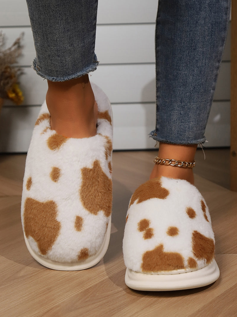 Hazel Blues® |  Animal Print Faux Fur Slippers