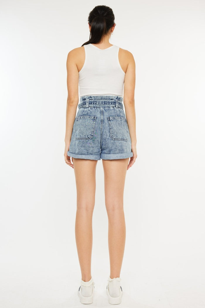 Hazel Blues® |  Kancan Ultra High Rise Paperbag Denim Shorts