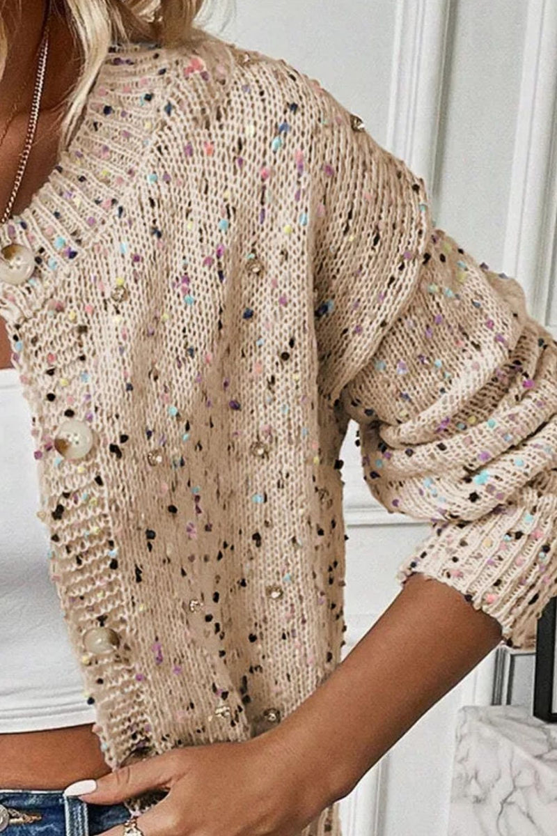 Hazel Blues® |  Confetti Button Up Long Sleeve Cardigan