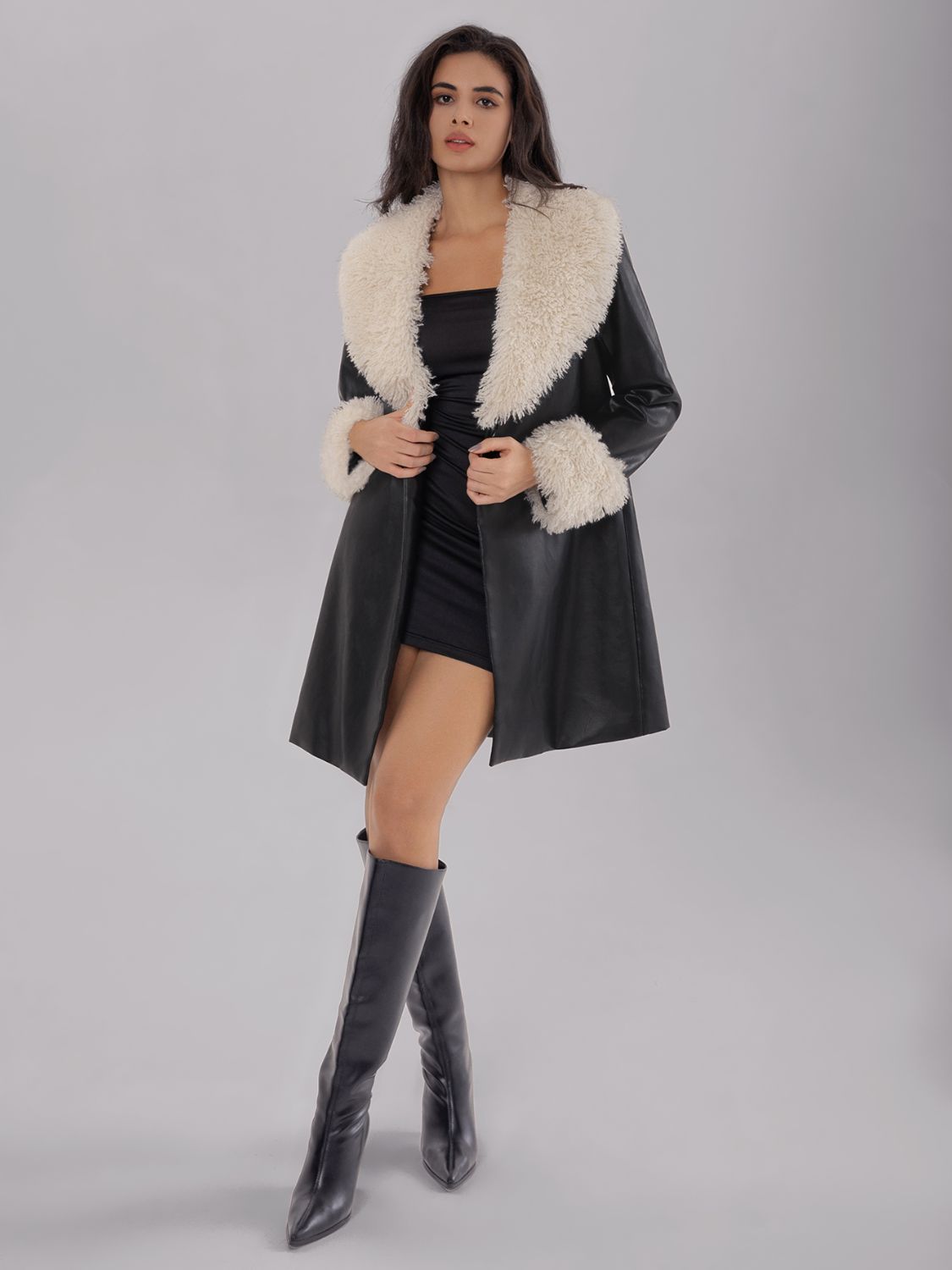 Hazel Blues® |  Fuzzy Long Sleeve Longline Coat