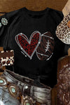 Hazel Blues® |  Black Rhinestone Football Heart Shape Graphic T Shirt