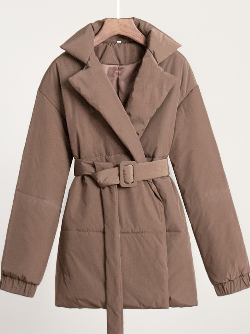 Hazel Blues® |  Puffer Long Sleeve Winter Coat with Belt