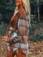 Hazel Blues® |  Plaid Collared Neck Button Up Shacket