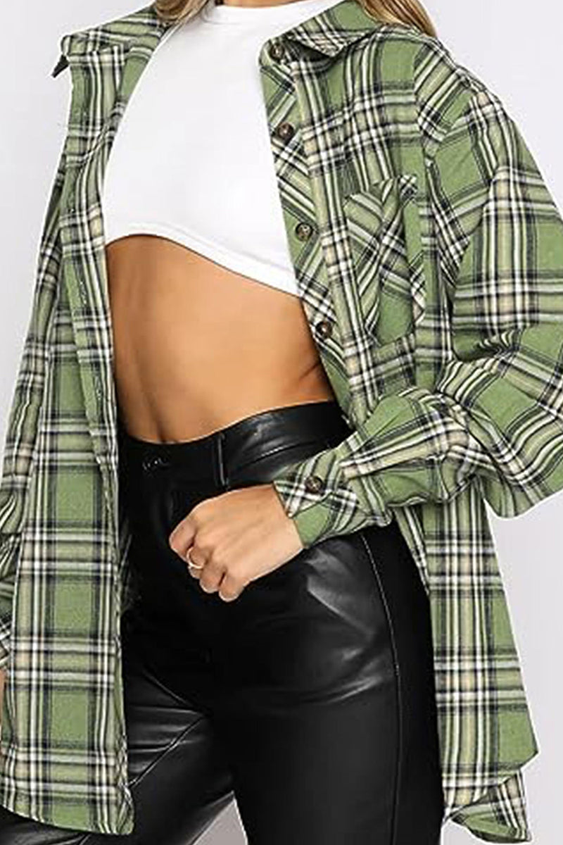 Hazel Blues® |  Plaid Collared Neck Long Sleeve Shirt