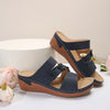 Hazel Blues® |  Flower PU Leather Wedge Sandals