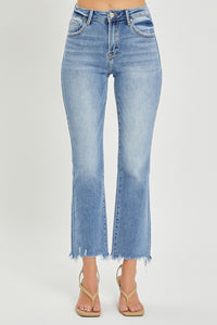 Hazel Blues® |  RISEN Frayed Hem Cropped Straight Jeans