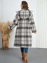 Hazel Blues® |  Plaid Double-Breasted Long Sleeve Longline Coat