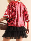 Hazel Blues® |  Sequin Football Round Neck Half Sleeve Top