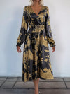 Hazel Blues® |  Perfee Printed Surplice Long Sleeve Midi Dress