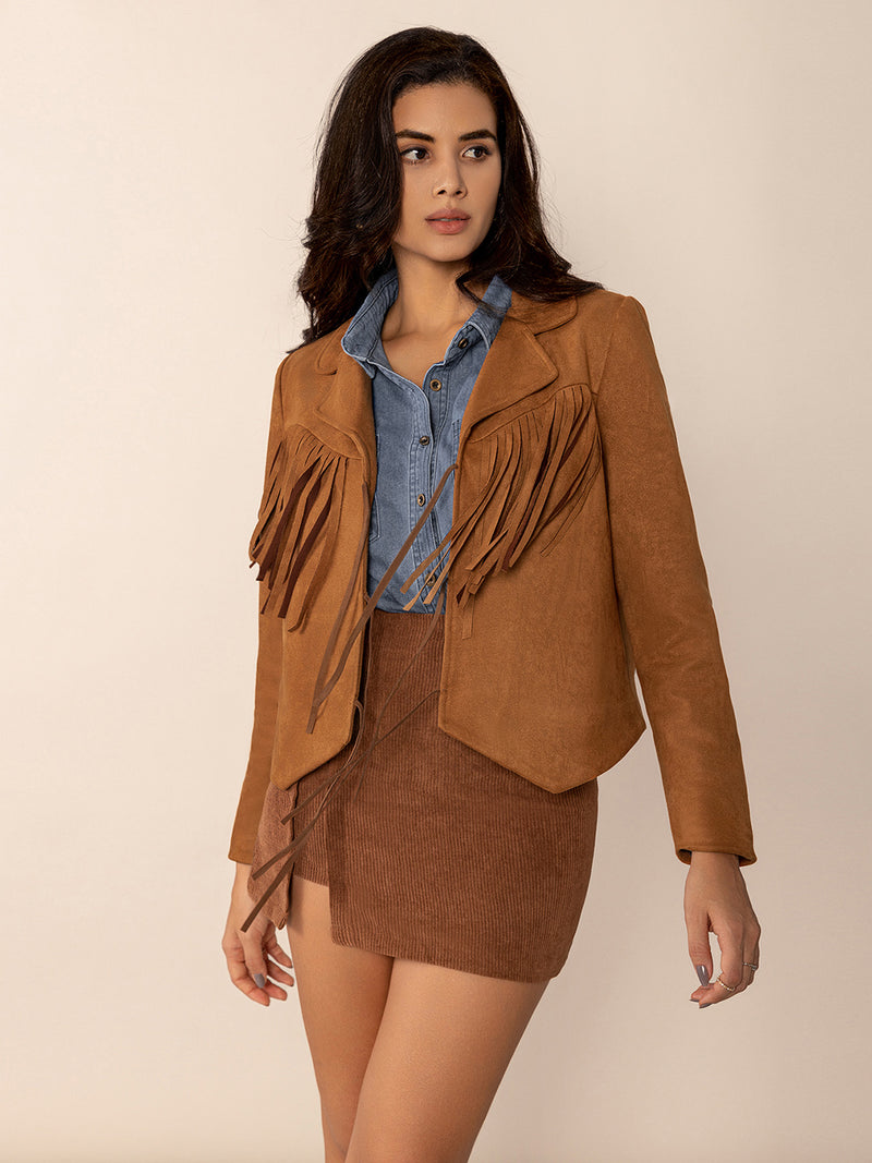 Hazel Blues® |  Tied Tassel Collared Neck Long Sleeve Jacket