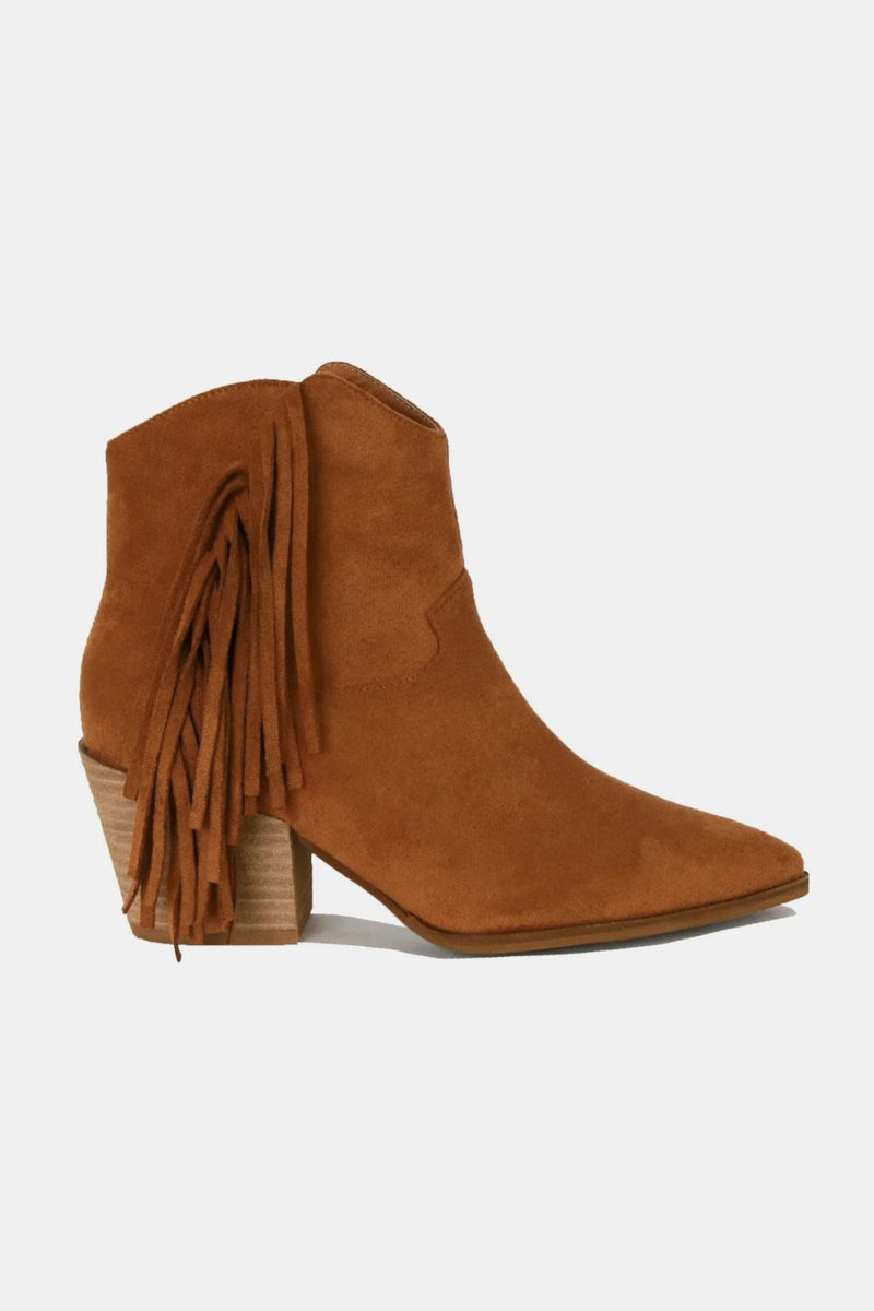 Hazel Blues® |  Beast Fashion Suede Fringe Point Toe Ankle Boots