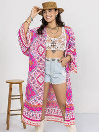 Hazel Blues® | Printed Open Front Longline Cardigan