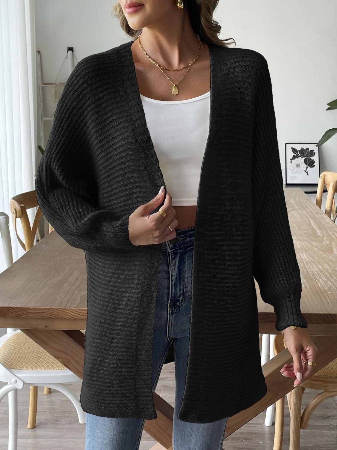 Hazel Blues® |  Open Front Long Sleeve Cardigan