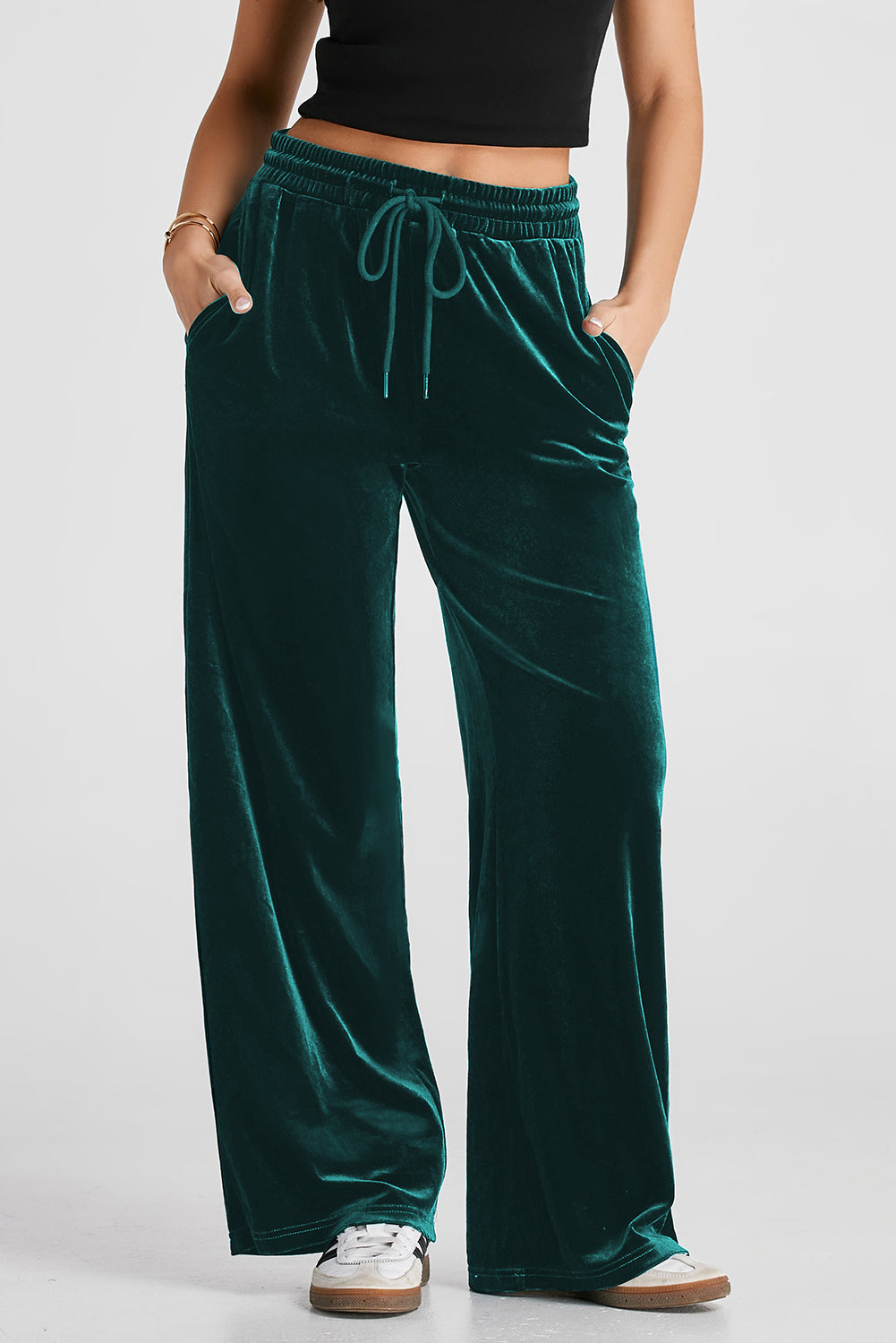 Hazel Blues® |  Evergreen Solid Drawstring Waist Wide Leg Pants