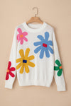 Hazel Blues® |  Flower Round Neck Dropped Shoulder Sweater