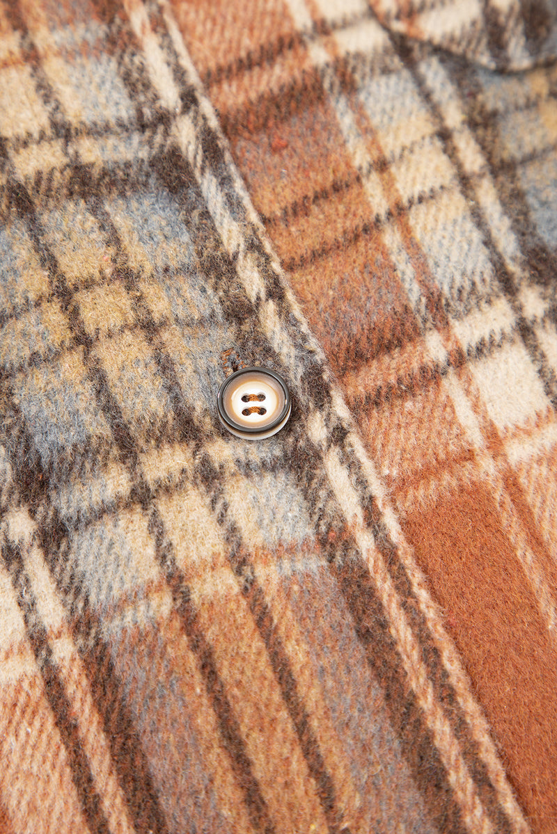 Hazel Blues® | Brown Plaid Print Flap Pocket Buttoned Shacket