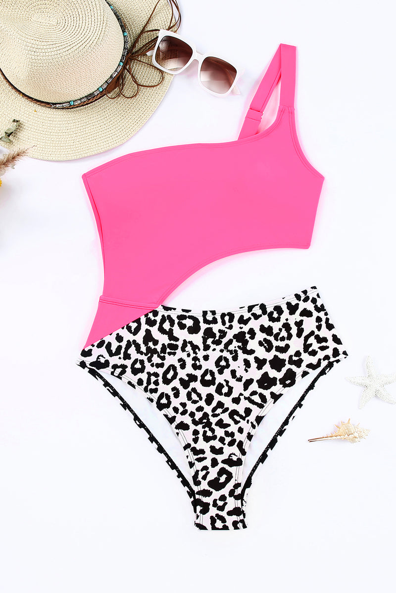 Hazel Blues® |  Leopard Cutout One-Shoulder One-Piece Swimsuit
