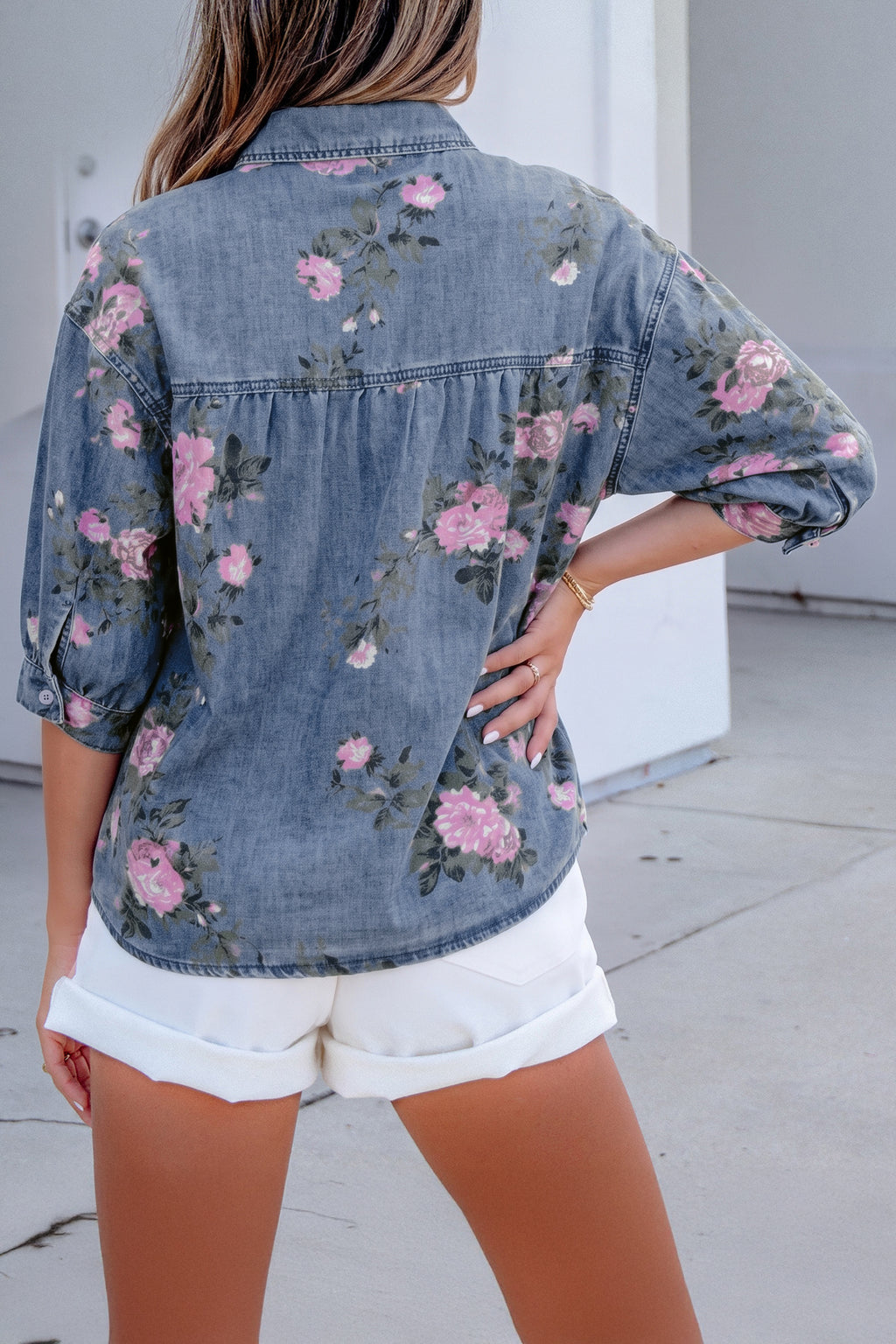 Sunday Blooms Shirt | Floral Denim Shirt