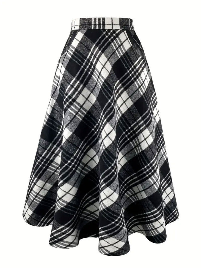 Hazel Blues® |  Plaid Midi Skirt with Pocketed