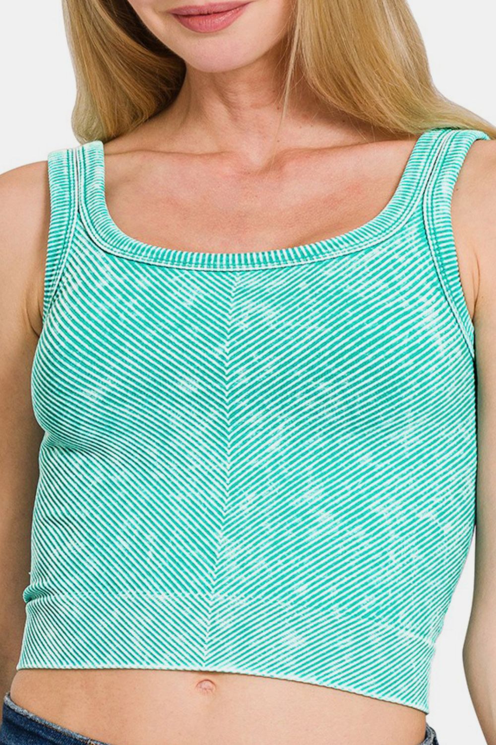 Hazel Blues® |  Zenana Washed Ribbed Scoop Neck Wide Strap Tank