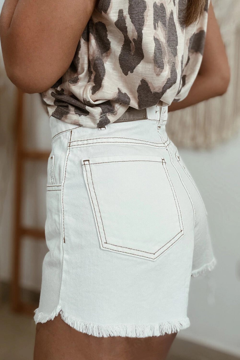 Raw Hem High Waist Denim Shorts | Denim High Waist Shorts
