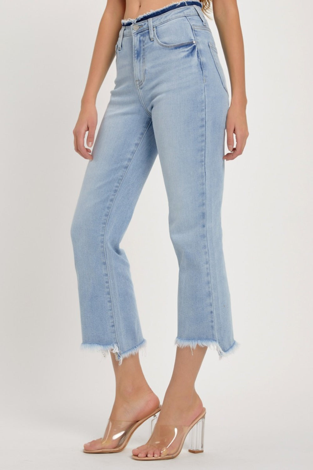 Hazel Blues® |  RISEN High Rise Raw Edge Crop Jeans