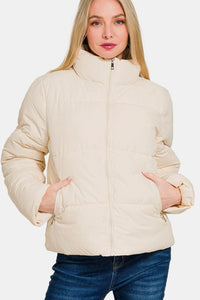 Hazel Blues® |  Zenana Zip Up Turtleneck Puffer Jacket with Pockets