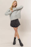 Hazel Blues® |  HYFVE Distressed Cable-Knit Round Neck Long Sleeve Sweater