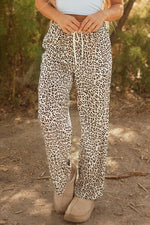 Hazel Blues® |  Brown Leopard Drawstring Elastic Waistband Loose Pants