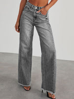 Hazel Blues® |  Raw Hem Wide Leg Jeans with Pockets