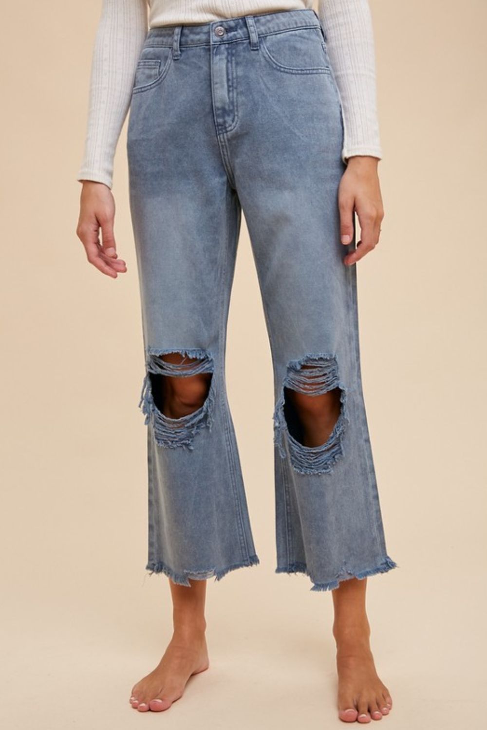 Hazel Blues® |  Annie Wear Distressed Raw Hem Jeans