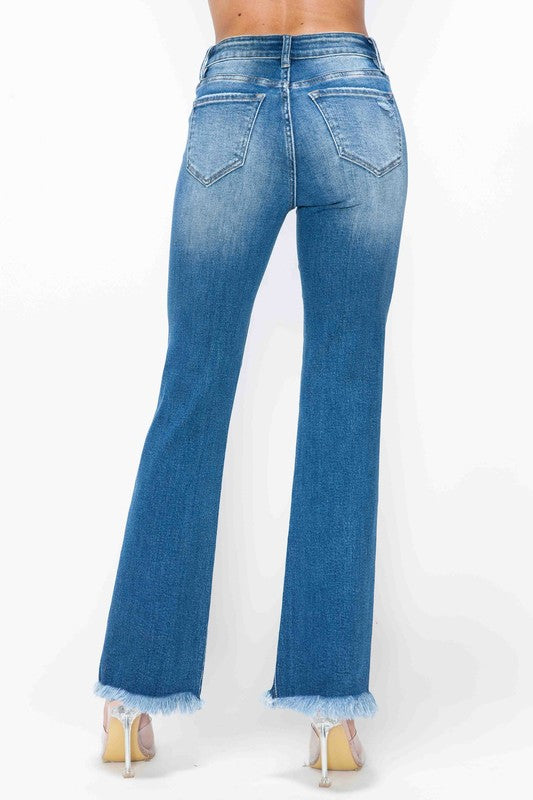 Hazel Blues® |  bytos Raw Hem Distressed High Rise Bootcut Jeans